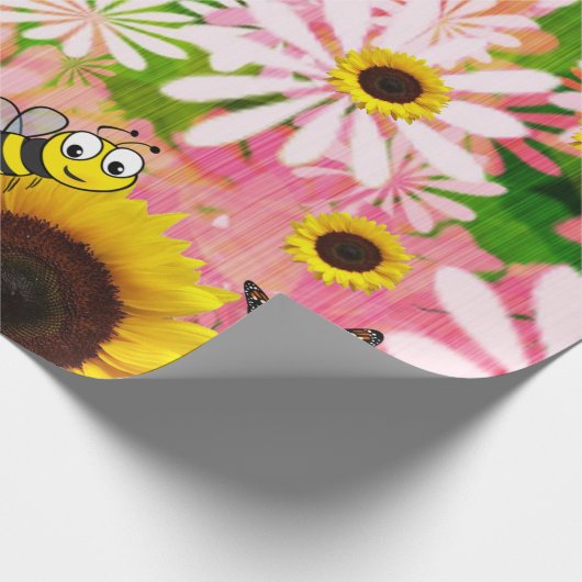 Sonnenblume Hummel Butterfly Matte Wrapping Paper Geschenkpapier (Ecke)