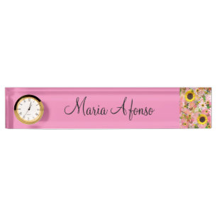 Sonnenblume Hummel Butterfly Schreibtisch Namplate Namensplakette