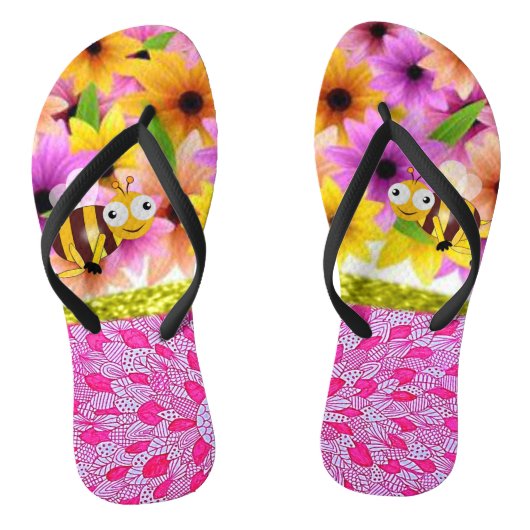 Sonnenblume Hummel Flip Flops Badesandalen (Fußbett)