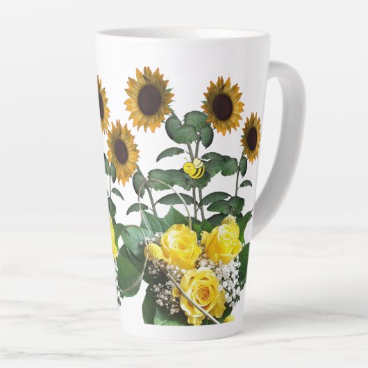 Sonnenblume Hummel Latte Tasse (Rechte Ecke)