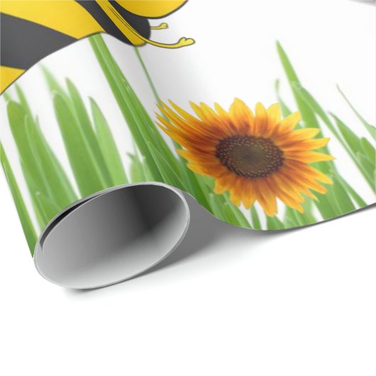 Sonnenblume Hummel Rotes HerzMatte Wrapping Paper Geschenkpapier (Rolleneckpunkt)
