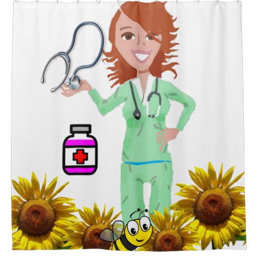 Sonnenblume Hummelnurse Duschvorhang (Vorderseite)