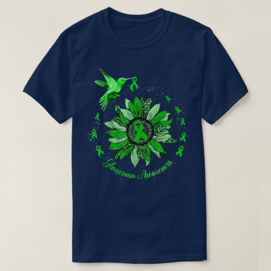 Sonnenblume Hummingbird Green Ribbon Glaucoma Warr T-Shirt (Design vorne)