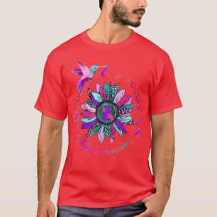 Sonnenblume Hummingbird Lila Aquamarin Rosa Ribbon T-Shirt