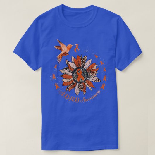 Sonnenblume Hummingbird Orange Ribbon ADHD Warrior T-Shirt (Design vorne)