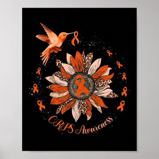 Sonnenblume Hummingbird Orange Ribbon CRPS Warrior Poster (Vorne)