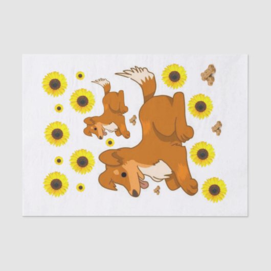 Sonnenblume Hund Welpengewebe Papier (Vorderseite)