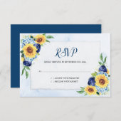 Sonnenblume Hydrangea Blue Watercolor Wedding RSVP Karte (Vorne/Hinten)