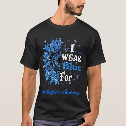 Sonnenblume Ich trage Blau für Chorea Huntington T-Shirt (Vorderseite)