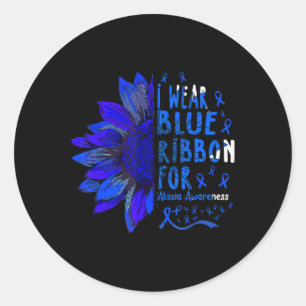 Sonnenblume Ich trage blaues Band für Ataxie Sensi Runder Aufkleber