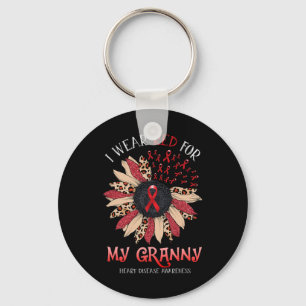 Sonnenblume Ich trage eine rote Ribbon-Granny-Herz Schlüsselanhänger