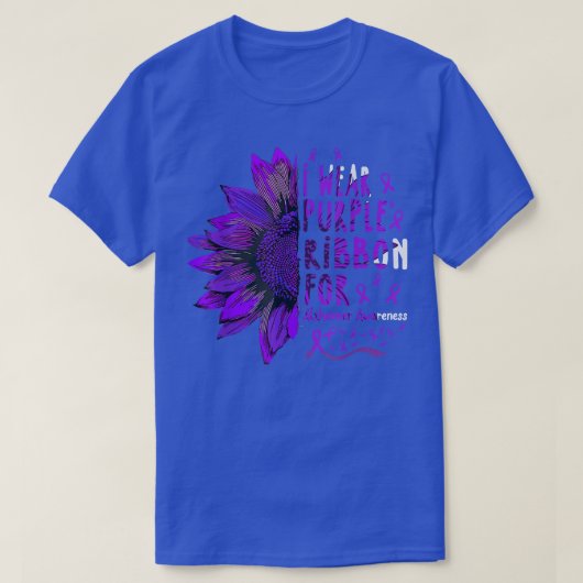 Sonnenblume Ich trage Lila Schleife für Alzheimer T-Shirt (Design vorne)