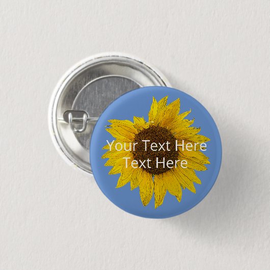 Sonnenblume im blauen Hintergrund Button (Vorne & Hinten)