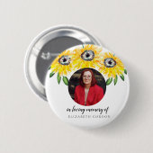 Sonnenblume im Foto der Gedächtnisbeerdigung Button (Vorne & Hinten)