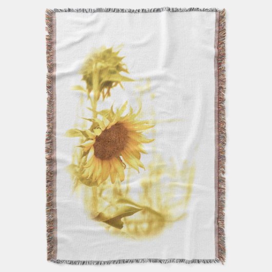 Sonnenblume im hellen BaumwollWurf Decke (Vorderseite Vertikal)