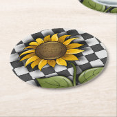 Sonnenblume im Hintergrund Runder Pappuntersetzer (Angewinkelt)