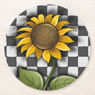 Sonnenblume im Hintergrund Runder Pappuntersetzer