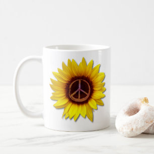 Sonnenblume im Inneren des Friedenssymbols signier Kaffeetasse
