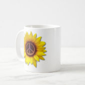 Sonnenblume im Inneren des Friedenssymbols signier Kaffeetasse (Vorderseite Links)
