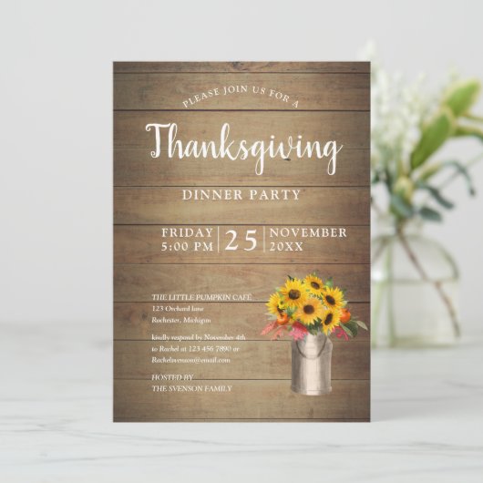 Sonnenblume im Milchbuckeln Erntedank Abendessen Einladung (Stehend Vorderseite)