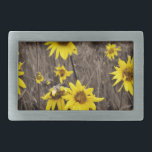 Sonnenblume im Rocky Mountain Rechteckige Gürtelschnalle<br><div class="desc">Sonnenblumen im Rocky Mountain Nationalpark. Foto von der Künstlerin Sandy Closs Sonnenblumen "wild Blume",  Wildblumen,  Wildblumen,  Sonnenblumen,  Herbst,  Herbst,  Fall,  gelb,  Gras,  Senf,  Land,  Garten,  Saison,  Maisblumen,  Maisblumen</div>