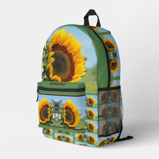 Sonnenblume im Sonnenschein Personalisiert Bedruckter Rucksack (Rückseitige Ecke Rechts)