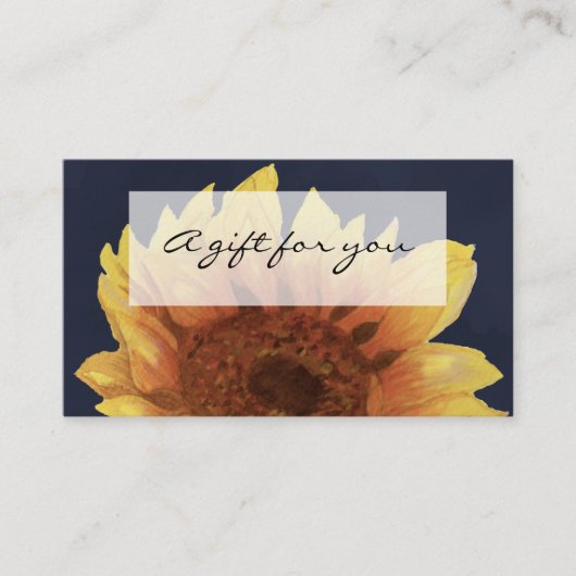 Sonnenblume in Aquarellfarben auf dem Geschenkguts Visitenkarte (Vorderseite)