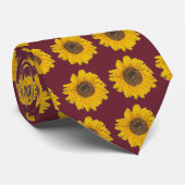 Sonnenblume in Bordeaux Nr. 2 Krawatte (Gerollt)
