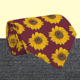 Sonnenblume in Bordeaux Nr. 2 Krawatte