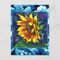 Sonnenblume in der nächtblauen, gelbgrünen Blume