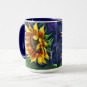 Sonnenblume in der nächtgelben blauen Blume Tasse (Vorderseite Links)