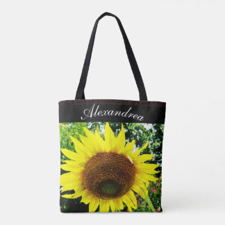 Sonnenblume in der Sonne personalisiert mit Name Tasche