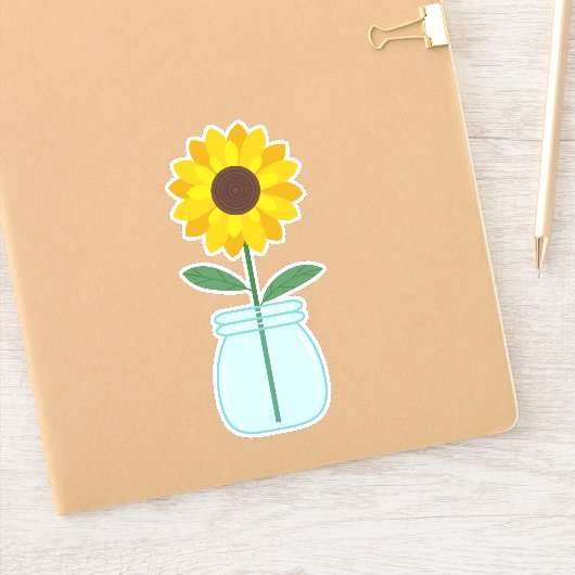 Sonnenblume in Mason Jar Aufkleber (Notizbuch)