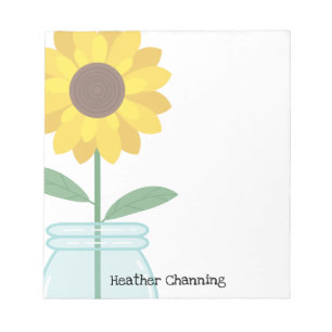 Sonnenblume in Mason Jar - Name hinzufügen Notizblock