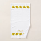 Sonnenblume in Weiß mit Name Badhandtuch Set (Handtuch)