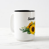 Sonnenblume Individuelle Name Zweifarbige Tasse (Vorderseite Links)