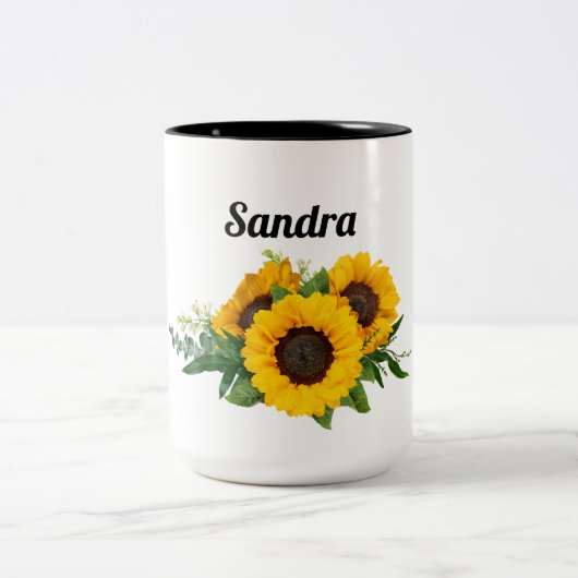 Sonnenblume Individuelle Name Zweifarbige Tasse (Mittel)