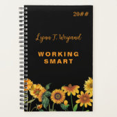 Sonnenblume Individueller Name Helle Blumen-Planer Planer (Vorderseite)