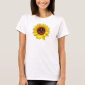 Sonnenblume inneres Friedenssymbol Signieren Ukrai T-Shirt (Vorderseite)