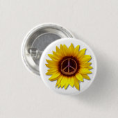 Sonnenblume Inneres Symbol für Frieden Zeichen geg Button (Vorne & Hinten)