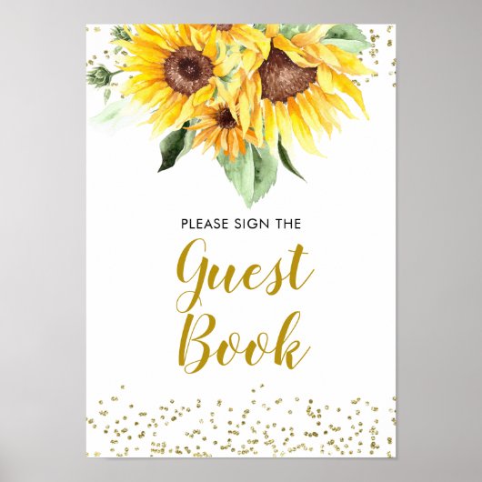 Sonnenblume ist auf dem Weg Baby Shower Guest Book Poster (Vorne)