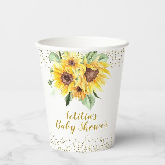 Sonnenblume ist auf dem Weg Baby Shower Paper Cup Pappbecher (Vorderseite)