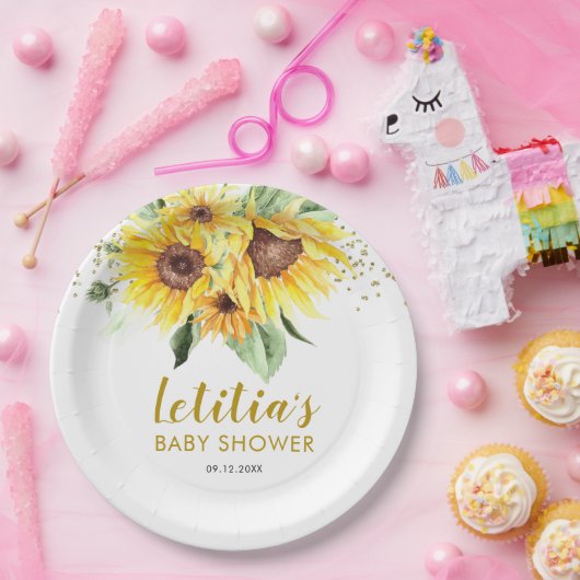 Sonnenblume ist auf dem Weg Babydusche Papierplatt Pappteller (Party)