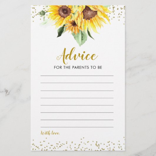 Sonnenblume ist auf dem Weg Babyduschratenkarte (Vorderseite)