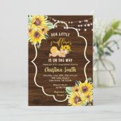 Sonnenblume ist unterwegs Blonde Girl Baby Dusche Einladung (Stehend Vorderseite)