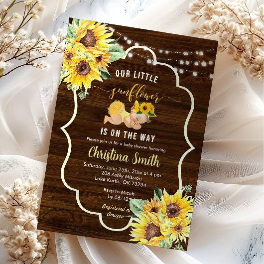 Sonnenblume ist unterwegs Blonde Girl Baby Dusche Einladung