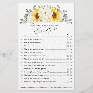 Sonnenblume Ivory Peony Brautparty Game