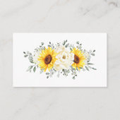 Sonnenblume Ivory Peony Eucalyptus Hochzeitdetails Begleitkarte (Rückseite)