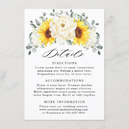 Sonnenblume Ivory Peony Eucalyptus Hochzeitdetails Begleitkarte
