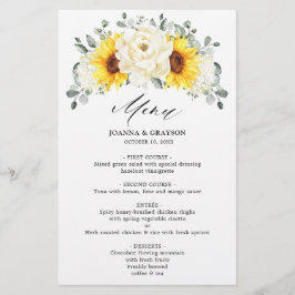 Sonnenblume Ivory Peony Eucalyptus Wedding Menu